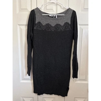 Vestido Suéter Tres Lunares Gris Encaje Lana de Cordero Cachemira Pequeño Nuevo con Etiquetas Foto 1 de 4