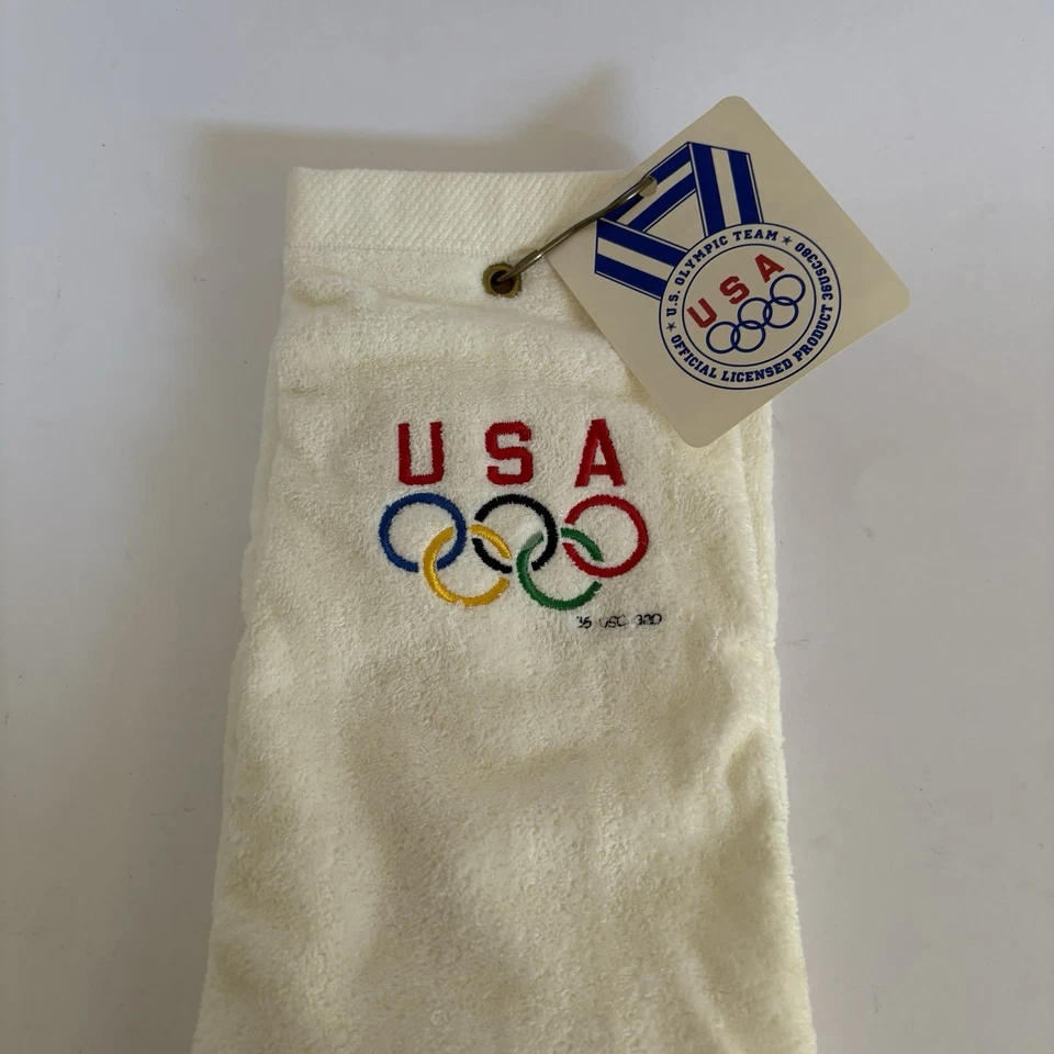Toalla de golf del equipo olímpico de Estados Unidos 2002 con clip y etiquetas - nueva - Salt Lake City Foto 1 de 4