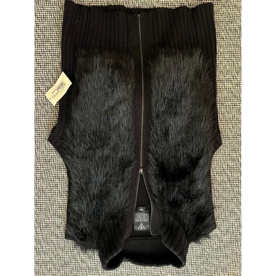 Chaleco tejido con ribete de piel negro GUESS suéter sin mangas con cremallera para mujer grande nuevo con etiquetas Foto 1 de 4
