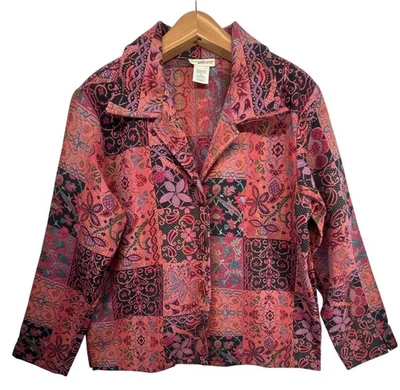 Chaqueta Blazer TravelSmith Mujer De Colección M Coral/Rojo Tapiz Boho Floral Hada Foto 1 de 4