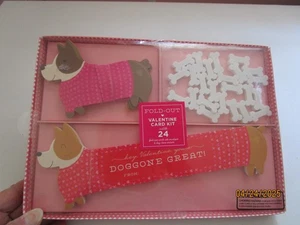 New Fold Out Valentine Card Kit Dachshund Doggone 24 Card Envelopes & Erasers - Picture 1 of 8