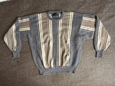 Suéter Pullover De Colección Pringle Of Scotland Gris Rayas Corderos Lana Mujer’s Talla M Foto 1 de 4