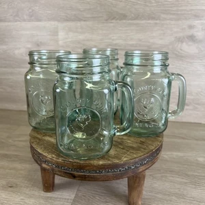 Vintage Pint Golden Harvest Mason Drinking Jars with Handles Set of 4 - Picture 1 of 11