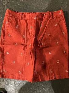 Talbots -Shorts - Size 12 - Red With Embroidered Sailboats - Picture 1 of 2
