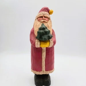 Rustikale geschnitzte Weihnachtsmann Figur 9 Zoll Weihnachten Feiertag Dekor MESA INTERNATIONAL - Bild 1 von 9