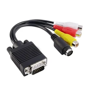Computer PC Laptop VGA SVGA to S-Video 3 RCA AV TV Out Cable Adapter Converter - Picture 1 of 10