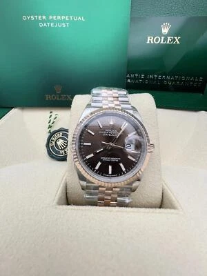 Rolex Datejust 36 mm 126231 oro rosa de 18 quilates acero esfera chocolate Jubilee B&P Foto 1 de 4