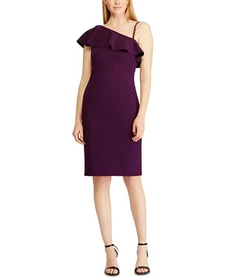 Vestido de coquetel Ralph Lauren sem mangas com zíper e babados - Roxo - 18 - Imagem 1 de 4