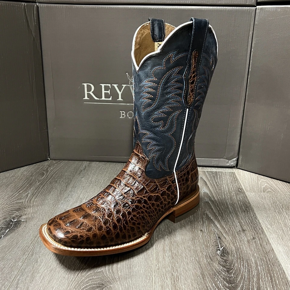 MEN'S RODEO COWBOY ALLIGATOR NECK PRINT WESTERN SQUARE TOE BOOTS MEXICO PRODUCT - Image 1 of 4