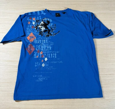Camiseta De Colección Kani Dorada Para Hombres XLarge Azul Estampado Gráfico Logo Y2K Manga Corta Foto 1 de 4