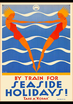Australia By Train Seaside Vintage Australian Travel Ad Repro Art Print Poster • 12.99$