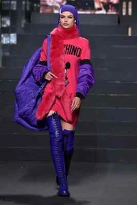 MOSCHINO X H&M Jeremy Scott Minnie Mouse Pink Wool Jumper Dress S UK 8 10 12 - Picture 1 of 24