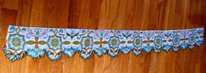 Antique 19C valance only beadwork needlepoint style tapestry Victorian lined - Picture 1 of 10