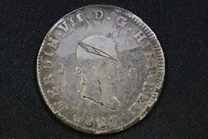 SPAIN 1820 J Historical silver plating 8 Maravedis Ferdinand VII - Picture 1 of 2