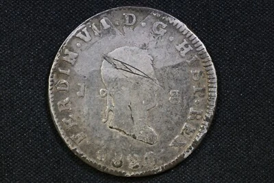 SPAIN 1820 J Historical silver plating 8 Maravedis Ferdinand VII - Image 1 of 2