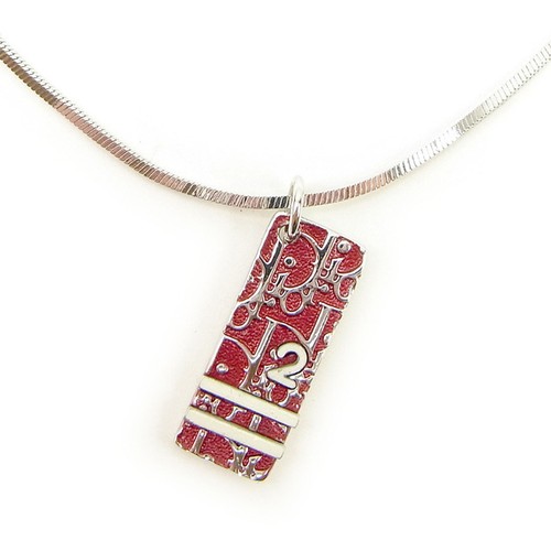 Dior Collana Ciondolo Argento Rosso Donna Autentica Usata Y7328