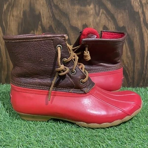 Sperry Top-Sider Women's Saltwater Duck Boots Leather Rubber Red US Size 7.5 - Picture 1 of 10
