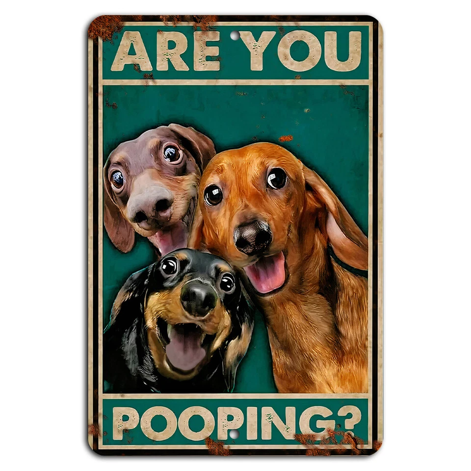 Are You Pooping Dog Metal Sign Funny Rustic Bathroom Decor 8"x12" - Image 1 of 1