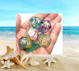 Ocean Conch Shell Starfish Mega Mix DND Resin Dice Set. Dungeons & Dragons TTRPG - Picture 1 of 3