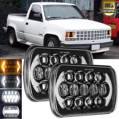 Pair 7x6" Led Headlights HI-Lo DRL For Chevy C1500 C2500 C3500 Suburban Pickup Foto 1 de 4
