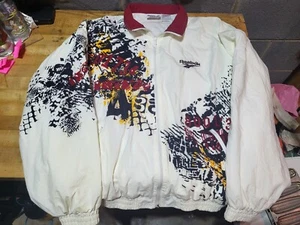 Vintage 90s Reebok Track Jacket Mens Size Large Full Zip Splatter Design Nylon - Bild 1 von 13