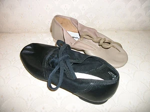 Capezio Split Sole Jazz Shoe Dance Tan Black 358 Adult New In Box - Picture 1 of 3