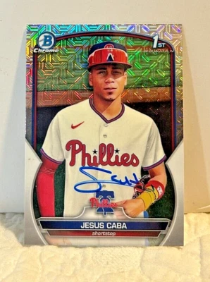 Jesus Caba Phillies/Marlins Star SS Signed 2023 Bowman Crome BCP-164, Personally - Image 1 of 3