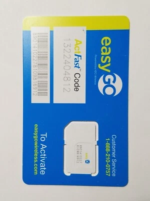 Rare H20 Wireless EasyGo Wireless Prepaid 3 in 1 Nano Micro Sim Card Kit - Image 1 of 2
