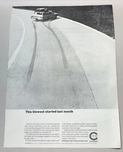 Chemstrand Nylon Cord Vintage Print Ad 1960s Station Wagon Car Tire Blow Out - Picture 1 of 6