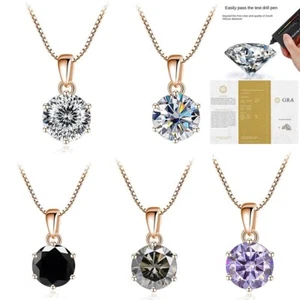 1ct Moissanite Pendant 925 Sterling Silver Necklace Diamond Alternative With Box - Picture 1 of 16