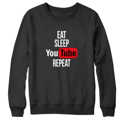 AF MERCH Eat Sleep Youtube Repeat Sweatshirt Youtuber Funny Novelty Vintage Party Gifts