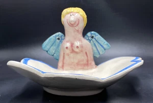 Ammi Krogius Sculpted Adult Cartoon Angel Lady Pottery Wall Mount Soap Dish - Picture 1 of 18