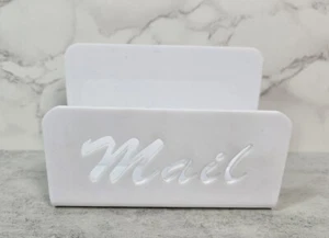 Acrylic Letter White Cut Out Holder Mail Organizer Countertop Desk Free Stand  - Picture 1 of 11