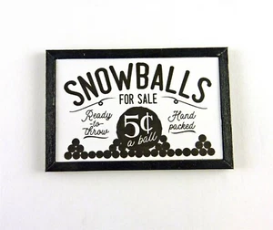 Dollhouse Miniature Artisan Framed Holiday Signs, Snowballs - Picture 1 of 1