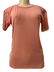 FULLTILT Salmon Color Sheer Blouse Short Sleeve Crew Neck Unfinished Hem Size XS - Picture 1 of 6