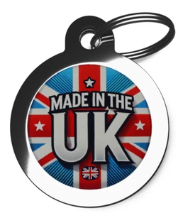 Pet ID tag United Kingdom Union Flag Picture design Made in the UK - Picture 1 of 2