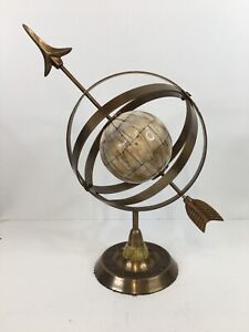 14" Brass Armillary Sphere with Arrow Nautical Maritime Astrolabe Globe Decor