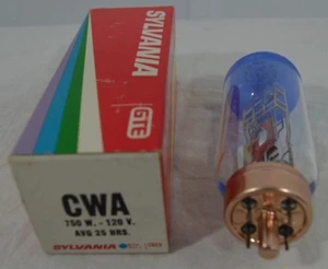 RARAS Lámparas de Proyector AV de Colección Sylvania CWA 750w 120v Nuevo Stock Antiguo Parte Superior Azul - Imagen 1 de 2