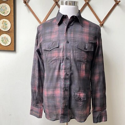 Camisa de Botones a Cuadros John Galliano Hecha en Italia 34/48 Talla Mediana para Hombres Foto 1 de 4