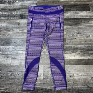 Lululemon Leggings Size 8 Striped Inspire Tight II Cropped Mesh Space Purple - Picture 1 of 4