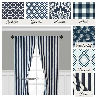 Cortinas Azul Marino Tratamientos Ventanas Cenefa Cortinas Paneles Moderno Decoración del Hogar Foto 1 de 4