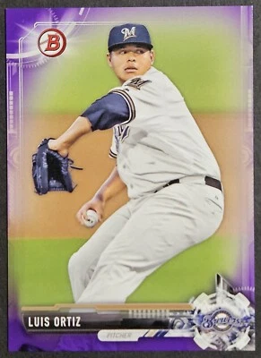 2017 Bowman Prospects Purple #BP128 Luis Ortiz Milwaukee Brewers SP /250 - Image 1 of 2