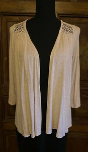 MAURICES Open Front Lace Beige Jacket Cardigan Size M Medium PERFECT! SO CUTE!! - Picture 1 of 4