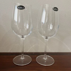 LUIGI BORMIOLI 2 Red Wine Glass 9.5 " Clear Glass Crystal Signed Lead Free - Picture 1 of 8