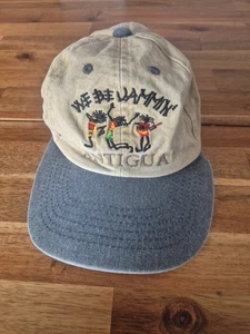 VINTAGE We Be jammin Mon Ft Myers Beach Denim Beige Hat Cap Strap Back - Picture 1 of 2
