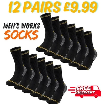 STOOKERUK 12 pares de calcetines de trabajo para hombre ropa de trabajo suela acolchada reforzada botas calcetines talla 6-11