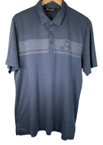 Travis Mathew Blue Palm Tree Short Sleeve Pima Cotton Golf Polo Shirt Men Large - Bild 1 von 8