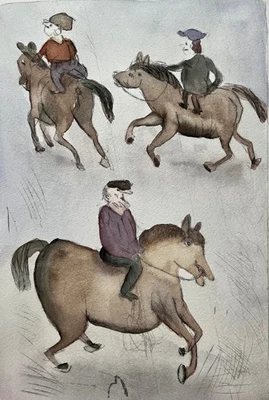 Kurt Mühlenhaupt Signierte aquarellierte Original Radierung - Reiter - nur 25 Ex - Bild 1 von 4