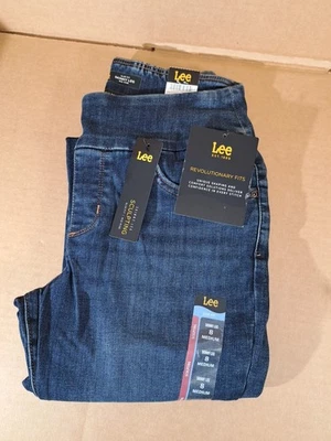 Pantalones de mezclilla Lee Plus esculpidos para mujer talla 8 calce ajustado pierna tiro medio lavado oscuro Foto 1 de 4