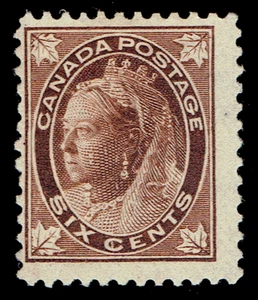 CANADA - 1897 - QUEEN VICTORIA 6c Brown - Sc #71 - MNH F/VF - Picture 1 of 2